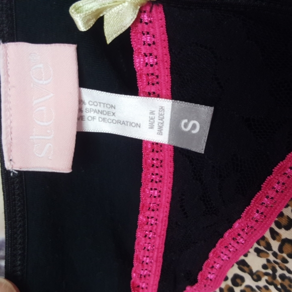 STEVE ♡ Sweet 'n Sexy Black|Hot Pink|Leopard Print Adj Bralette 2pc Pajama Set S - Picture 17 of 17